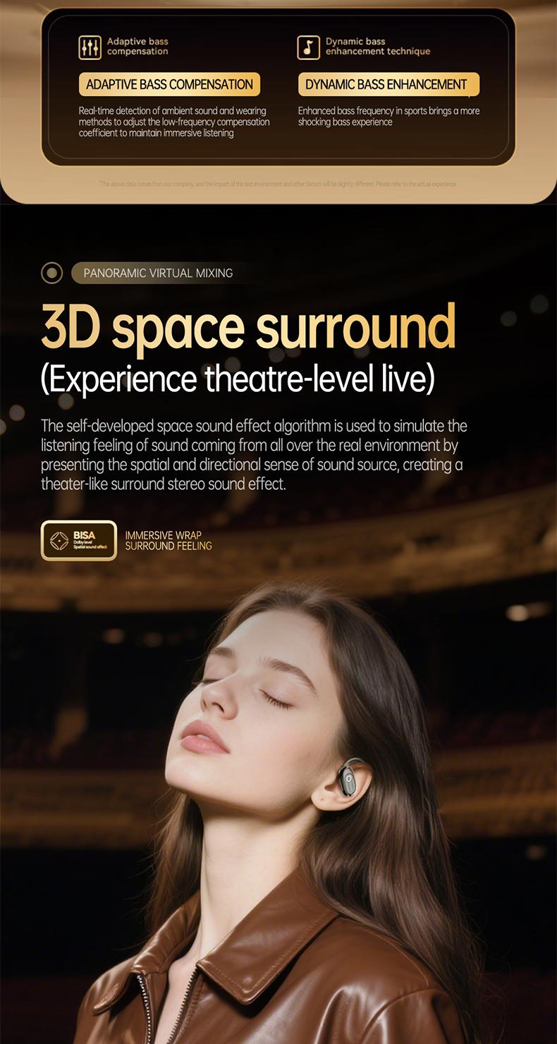 Acer OHR553 Wireless Open-Ear Headphone, Fashionable Earbuds, Wireless Gaming Earphones, HIFI Sound Quality Music Headset for Gaming Travel Sports Built-in Mic, Electronic Audio & Video Black