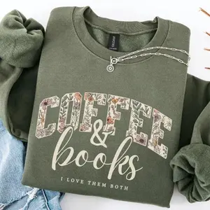 Coffee & Books Sweatshirt, Cute Book Lover Sweatshirt, Book Club Shirt, Cozy Reader Gift, Teacher Back to School Graphic Crewneck 1
