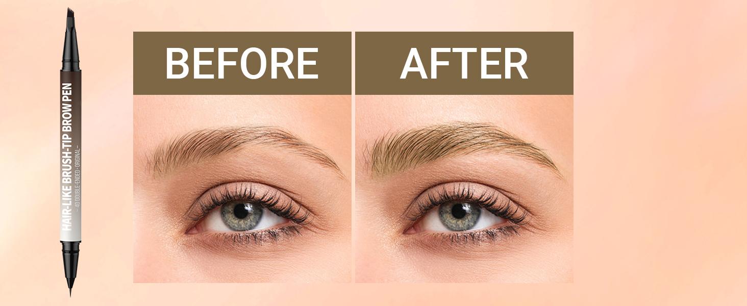 iMethod 4D Brow Pen, 2-in-1 Eyebrow Pencil with Waterproof Microblading and Dual-Ended Eyeliner Brush for Natural Brow Makeup and Eyelash Line