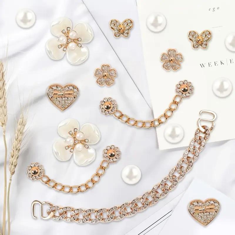 Bling Shoe Charms Set, Pearl Flower & Crystal Rhinestone Accessories for Women’s Clogs and Shoes, Cute Decoration for Party & Valentine's Day Gift Bling Shoe Charms Set, Pearl Flower & Crystal Rhinestone Accessories for Women’s Clogs and Shoes, Cute Decoration for Party & Valentine's Day Gift