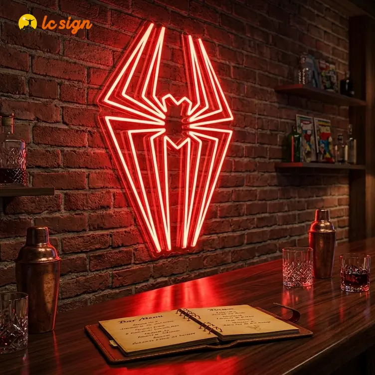 LC SIGN Spider Neon Sign for playrooms,bedrooms, nurseries, playrooms,10.33*11.81n,12.33*14.17in,15.34*17.72in, Acrylic, Ambient Glow