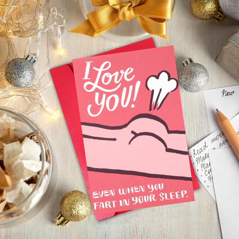 Cheeky Birthday Card for Boyfriend - Funny Love Card - "Farting in Sleep" Gag Gift Greeting Card for Long Distance Relationship