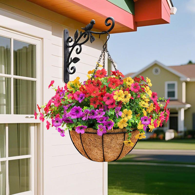Outdoor Artificial Flowers 2set UV-Resistant Daisy Hanging Baskets Spring & Summer Outdoor Decor Garden, Entrance Hall, Corridor Plastic Flowers Maintenance-Free（ red yellow pink purple））
