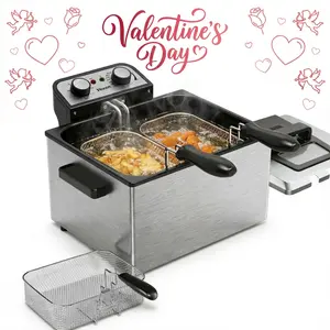 VEXON 5L Extra Large Deep Fryer with 3 Baskets – Family-Size 1800W High-Heat Frying, 21-Cup Capacity, Easy Clean, Perfect Valentine’s Day Gift for Home Cooking & Family Meals