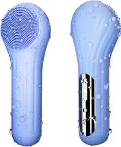 Facial Cleansing Brush, Silicone Electric Face Scrubber Waterproof Sonic Vibration Face Cleanser Brush for Men Women, Rechargeable Face Brushes with Nose Scrub Brush Exfoliating Massaging(Green)