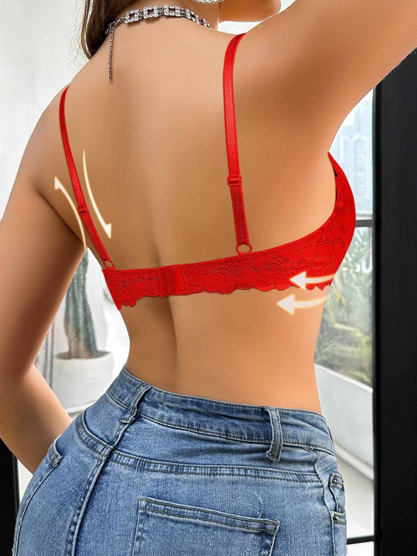 1/3PCS Sexy Lace Push-Up Jacquard Bra ,Ajustable Straps, Side Support & Breathable Fabric ,Soft Comfortable Elegance Romantic Floral bras for women,Multi-functional Everyday