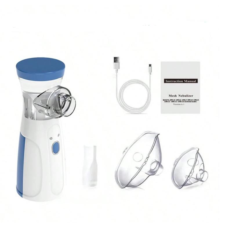 1 PCS USB  Portable Handheld Nebulizer with 200 mAh Lithium Battery Compact Mesh Design for Breathing Support White Stainless Steel Gift for Mom and Kid