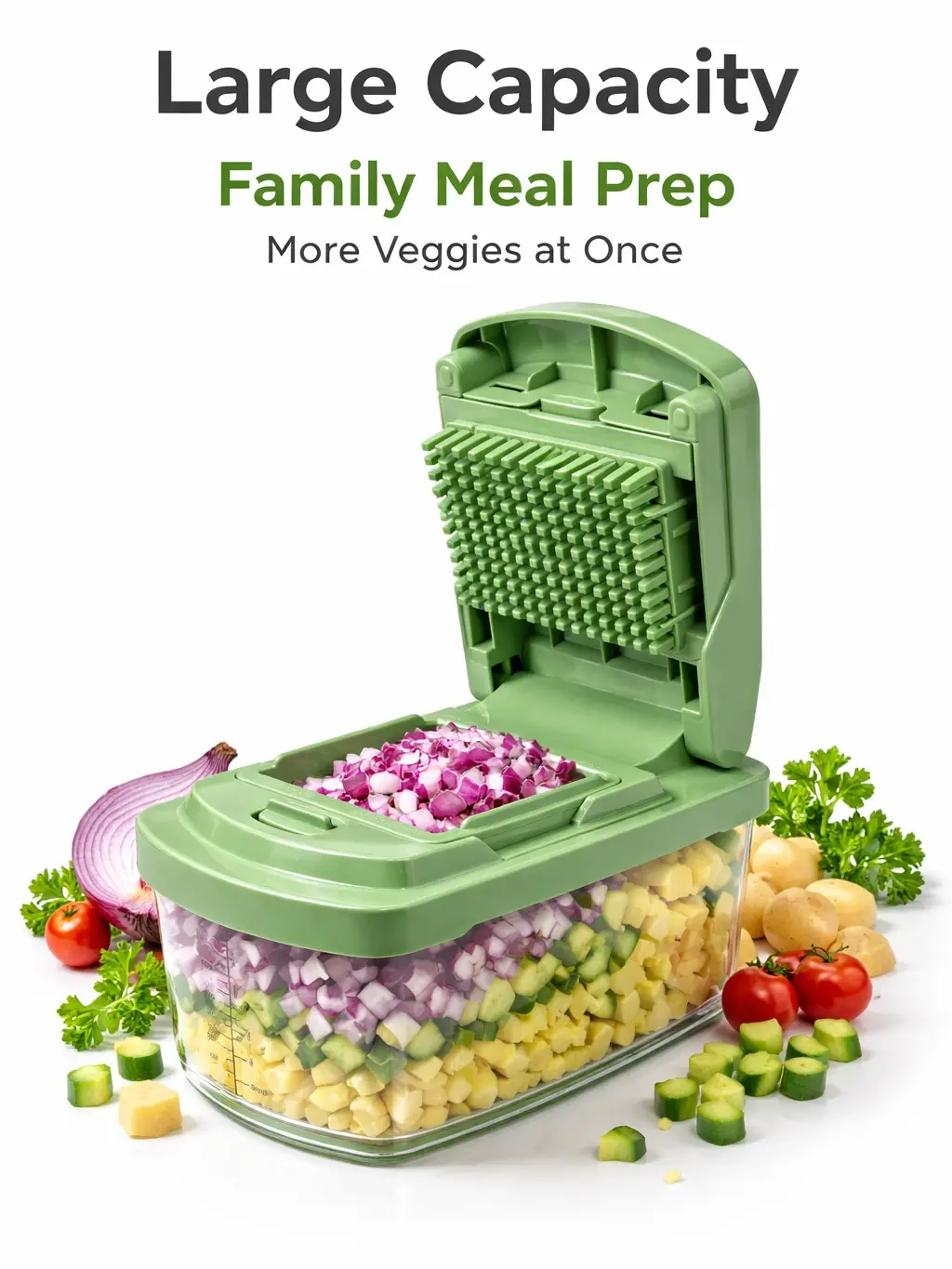 XL Vegetable Chopper with Container, All-in-1 Mandoline Slicer, Multifunctional Food Chopper, Onion Cutter & Cheese Grater homeessentials