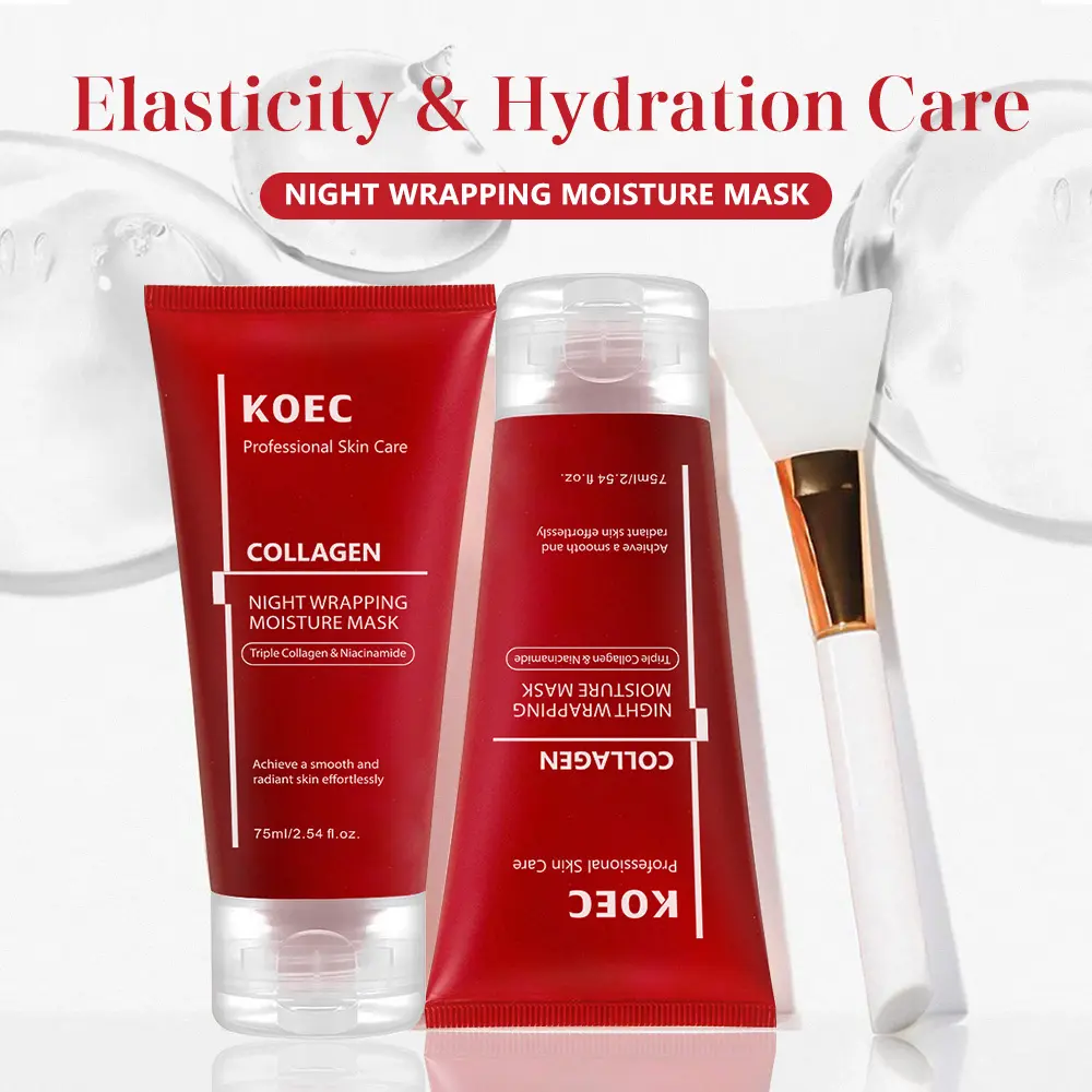 KOEC Collagen Night Wrapping Moisture Mask Triple Collagen & Niacinamide for Radiant Glow Comfortable Wear Peel-off Mask Skincare 75ml Daily Repairing