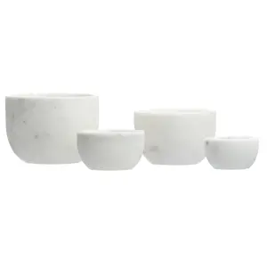 Marble Bowls Set Of 4 White Marble Nesting Bowls For Kids Kitchen Measuring Cups 4 Sizes 1/8 1/4 1/2 1 Cup