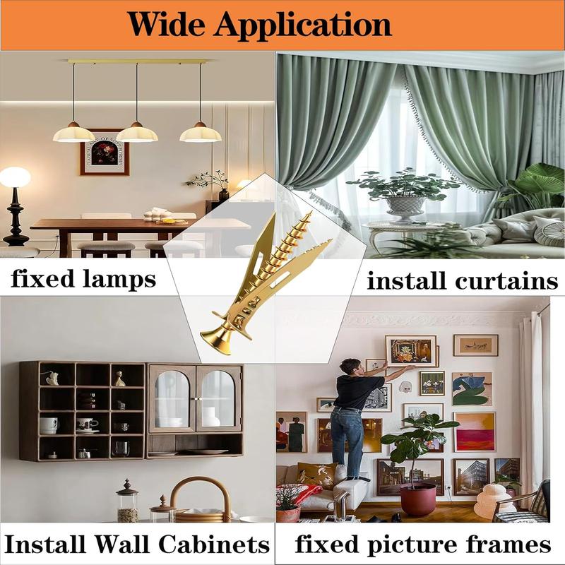 Double Quantity！Premium Case！-120 Pcs Self Drilling Drywall Anchors with Screws,60 Sheetrock Anchors (0.47x1.18 Inch) & 60 Zinc Expansion Screws,2025 Upgraded Zinc Plated Steel,No Drill Needed,Perfect for Wall Hanging