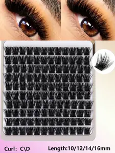 120pcs/10 Pairs Black 150D Mink Lashes, Dense Curled Cluster Eyelashes Extension