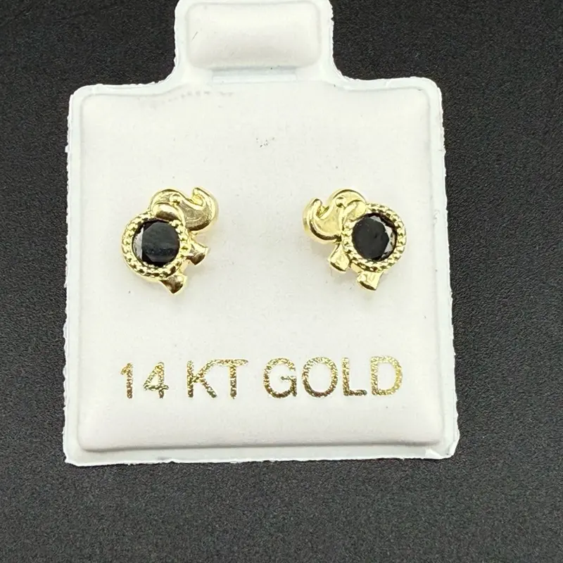 14k gold elephants earrings