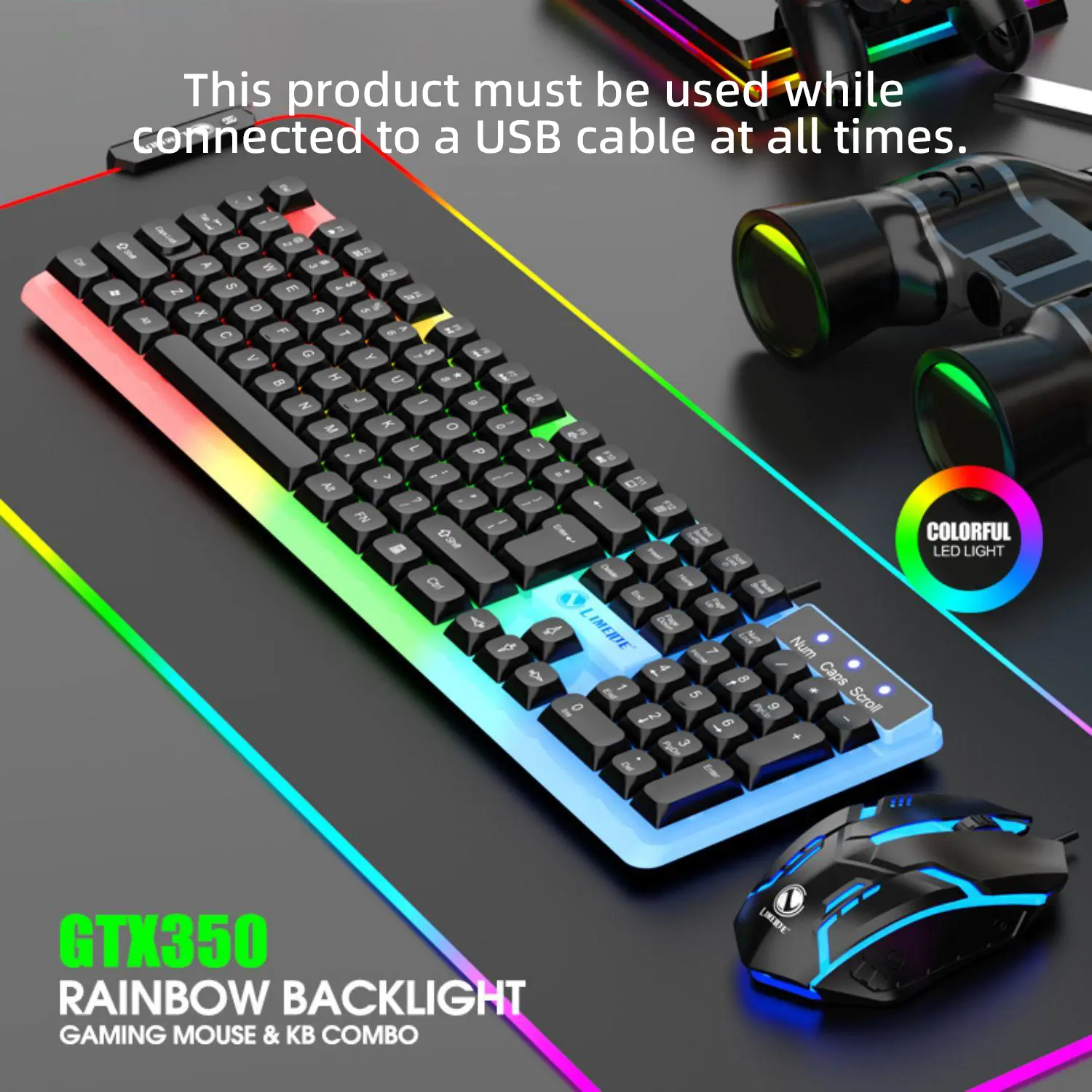 Wireless LED Backlit Keyboard Mouse Set, RGB Backlight Keyboard, 7-Color RGB Lighting, Ergonomic Design, Durable Build Quality, Perfect for Gaming & Office Use, Keyboard Mouse Combo