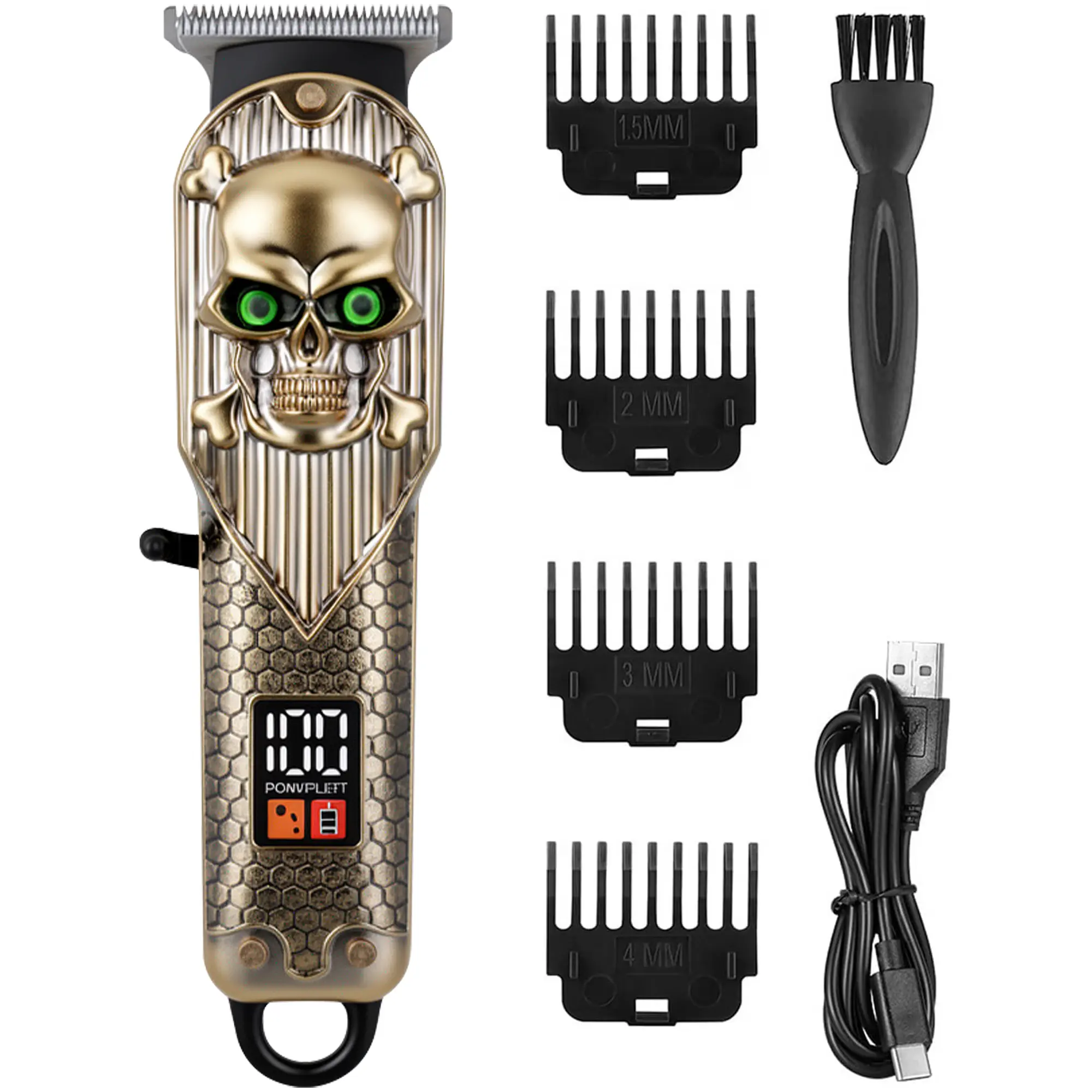 Professional Cordless Hair Clipper for Men - T-Blade Zero-Gap Trimmer with Detail & Fading Combs, Rechargeable All-in-One Beard, Mustache & Body Trimmer, Home Barber Precision Grooming, USB Fast Charging