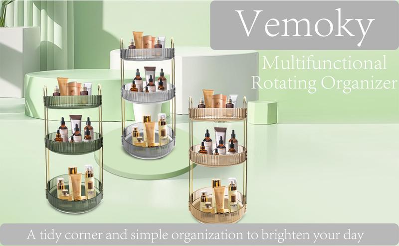 360° Rotating Makeup Organizer: Large-Capacity Spinning Caddy for Cosmetics, Perfume, Skincare, Lipsticks, and More on Bathroom Vanity. Racks