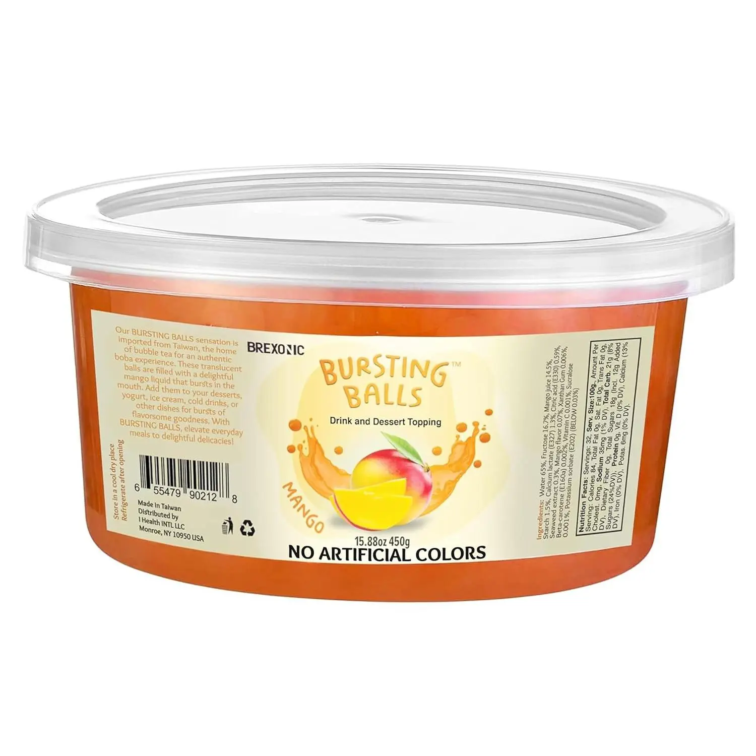 Mango Popping Boba Pearls - Low Sugar Translucent Drink Topping, Bursting Bubble Tapioca, No Artificial Colors, Ambient Storage for Drinks, Cupboard-Friendly (1 LB Pack of 1) for Events