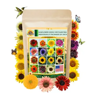 1000+ Sunflower Seeds for Planting Heirloom Non-GMO, Bulk Package of 15 Varieties Mix Seeds, Individually Packaged, Attracts Pollinators