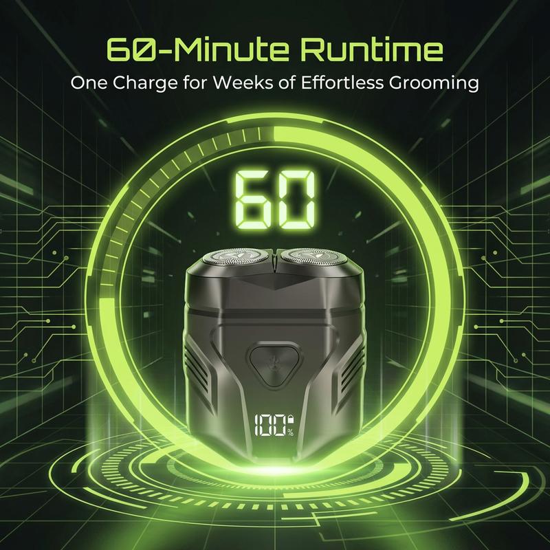 Enchen MINIX Premium Portable Electric Shaver for Men – Compact Foil Shaver with Dual Flex Heads, Fast Clean Shave, Waterproof & Rechargeable, A Perfect Valentine’s Day Gift for Him, 2/3 card-size