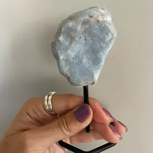 Raw Angelite on stand