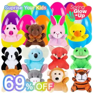 Prefilled Easter Eggs Toys 12pcs and Stickers for Easter Egg Hunt plush bunny Stress Relief Toys Easter bunny Birthday gift fushigi ball Animal Plush Toys,toys of tiktok,toy gift,toys for toddlers,kid birthday,boy girl age,spring toys,small size