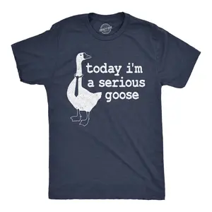 Mens Today I'm a Serious Goose Funny T Shirt Mens Office Shirt Animal Tee for Guys Mens Funny T Shirts Cool Vintage Fashion T-Shirt Gift Classic Menswear Animal Apparel for Men Funny Office Short Sleeve Novelty Navy -