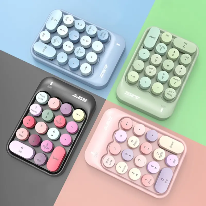 AJAZZ AK18 wireless numeric keypad notebook desktop computer numeric keypad wireless mini Compact keypad 18-key girl cute external keypad financial cash register accounting keyboard punk round keycap computer keyboard calculatorv