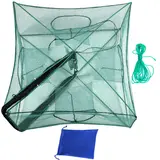 Drasry Foldable Mesh Bait Trap - Collapsible Dip Cage Net, Saltwater Sport Fishing Accessory with 4-6 Hole Accessory, Fishing Gear for Minnow Trapping, Shrimp Trapping