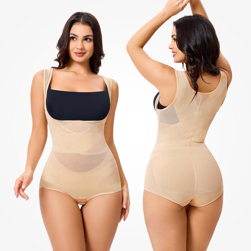 Nebility Women's 3 Piece Basic Comfort Minimalist Breathable Mesh Fabric Butt Lift Invisible Sleeveless Womenswear Shapewear Shaper Clothes Shapewear Set Postpartum Cincher Black Compression Brown