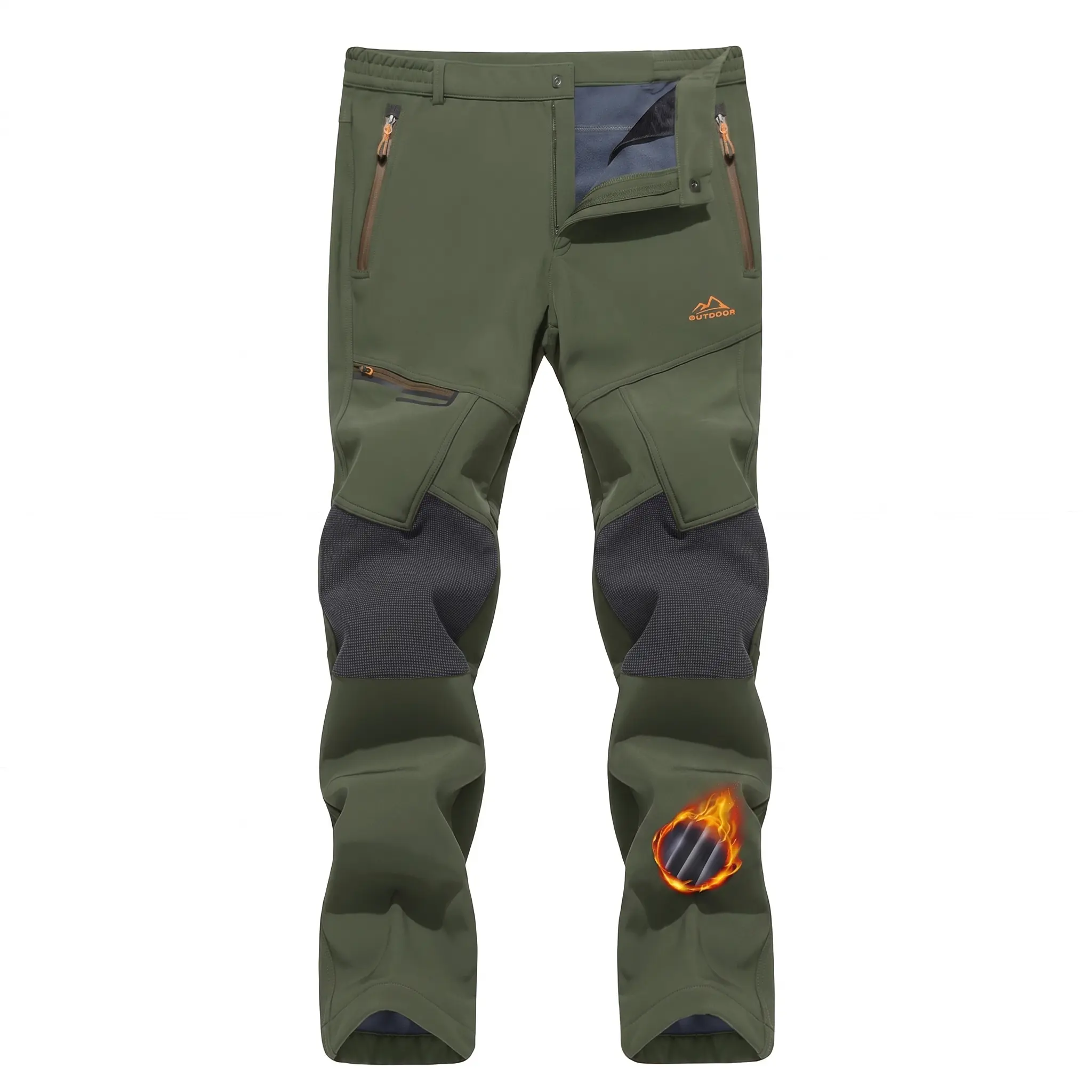 MAGCOMSEN Men's Winter Fleece-Lined Snow Pants, Water-Resistant, 4-Zip Pockets, Athletic, Ripstop Knees Handle Rough Trails, Knee Reinforcement for Skiing, Snowboarding, Working Outdoor Use,sohochic