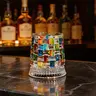 Hand-Painted Embossed Rotating Whiskey Glass – Minimal Luxury Crystal Tumbler with Smooth Spin Design