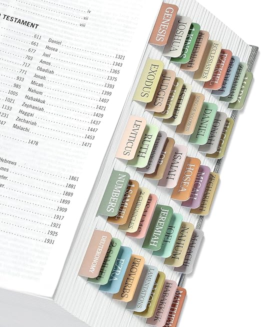 Laminated Boho Adhesive Bible Study Tabs - Large Font, Easy Navigation, Neutral Design, Compatible with Adult Prayer Journals and Scripture Reference, Adhesive Tabs Laminated Boho Adhesive Bible Study Tabs - Large Font, Easy Navigation, Neutral Design, Compatible with Adult Prayer Journals and Scripture Reference, Adhesive Tabs
