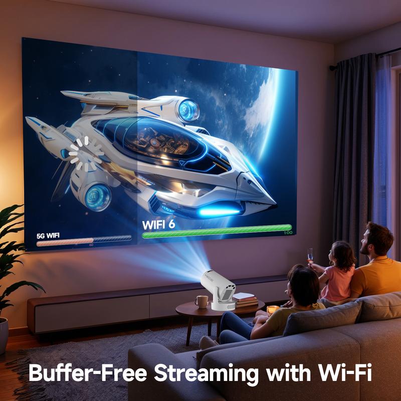 HY300Pro+ Projector 290ANSI BT5.4 WIFI6 8K/4K/1080P Decode Native 1280*720P 0.8:1 Throw Ratio Android 14 Built-in Speaker & Appstore Allwinner H726 Home Cinema Mini Smart Portable Upgraded HY300Pro