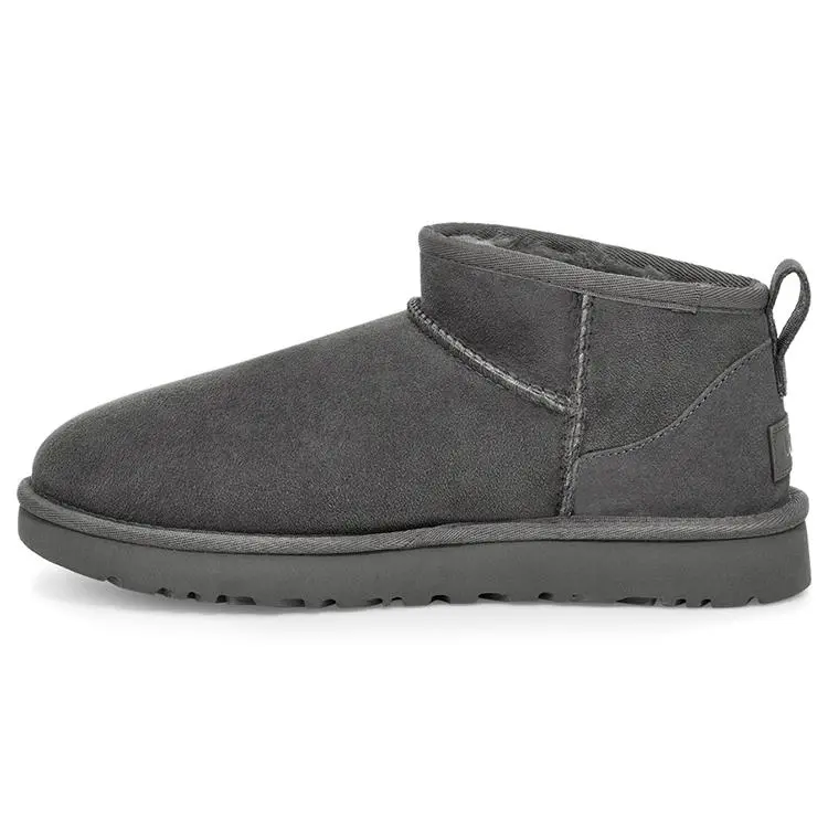 Women's UGG Classic Ultra Mini Ankle Sheepskin Snow Shoe - Warm Fleece Lining, Slip-Resistant, Comfortable Design, Gray Footwear