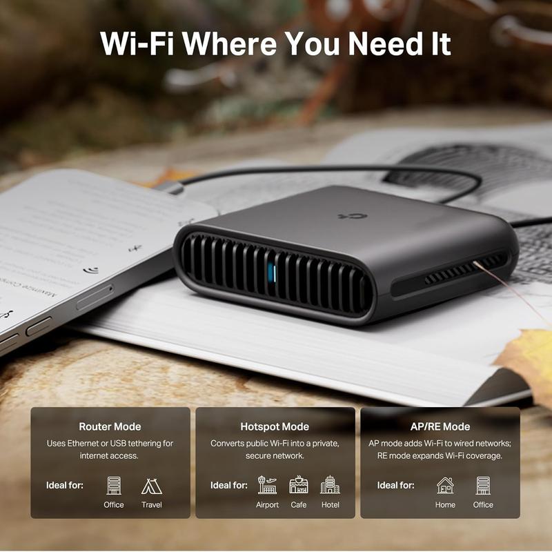 TP-Link Dual-Band Wi-Fi 6 AX3000 Travel Router TL-WR3002X Portable 2.5G Multi-Gig Connectivity 2402 Mbps Speed 1x 2.5 Gbps WAN Port 1x Gigabit LAN Port Modem Wifi Network Adapter Repeater Extender Portable