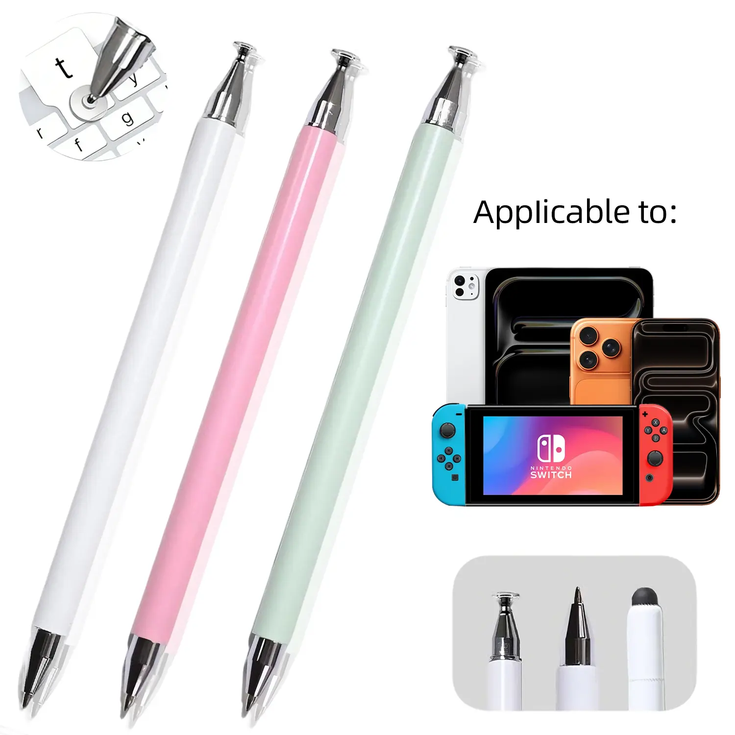 3-in-1 High-Sensitivity Digital Gel Stylus Pen for Touchscreens - Precise Writing Tool for Computer, Mobile Devices, iPad, iPhone, Android, Switch, Samsung Galaxy Tablets (Back to School), Popular