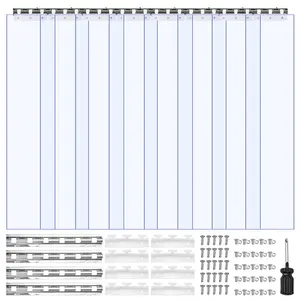 VEVOR Clear PVC Strip Curtain, 84 in Height x 48 in Width x 0.08 in Thickness, 8 PCS Walk in Freezer Cooler Curtain Strips, Thermal Insulating Plastic Door Strips for Warehouse, Freezer, Garage Doors