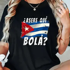 Cotton Cuban Flag Funny Cuba Miami Saying Spanish Greeting t-shirt T-Shirt