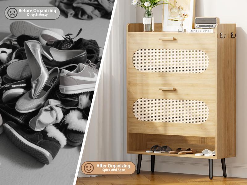 【HolidayHaul】Shoe Cabinet with Doors, 6-Tier Shoe Storage Cabinet with Adjustable Shelves, Wooden 50'' Tall Shoes Rack Organizer Cabinet for Entryway, Front Door, Hallway Closet, Living Room - Blue