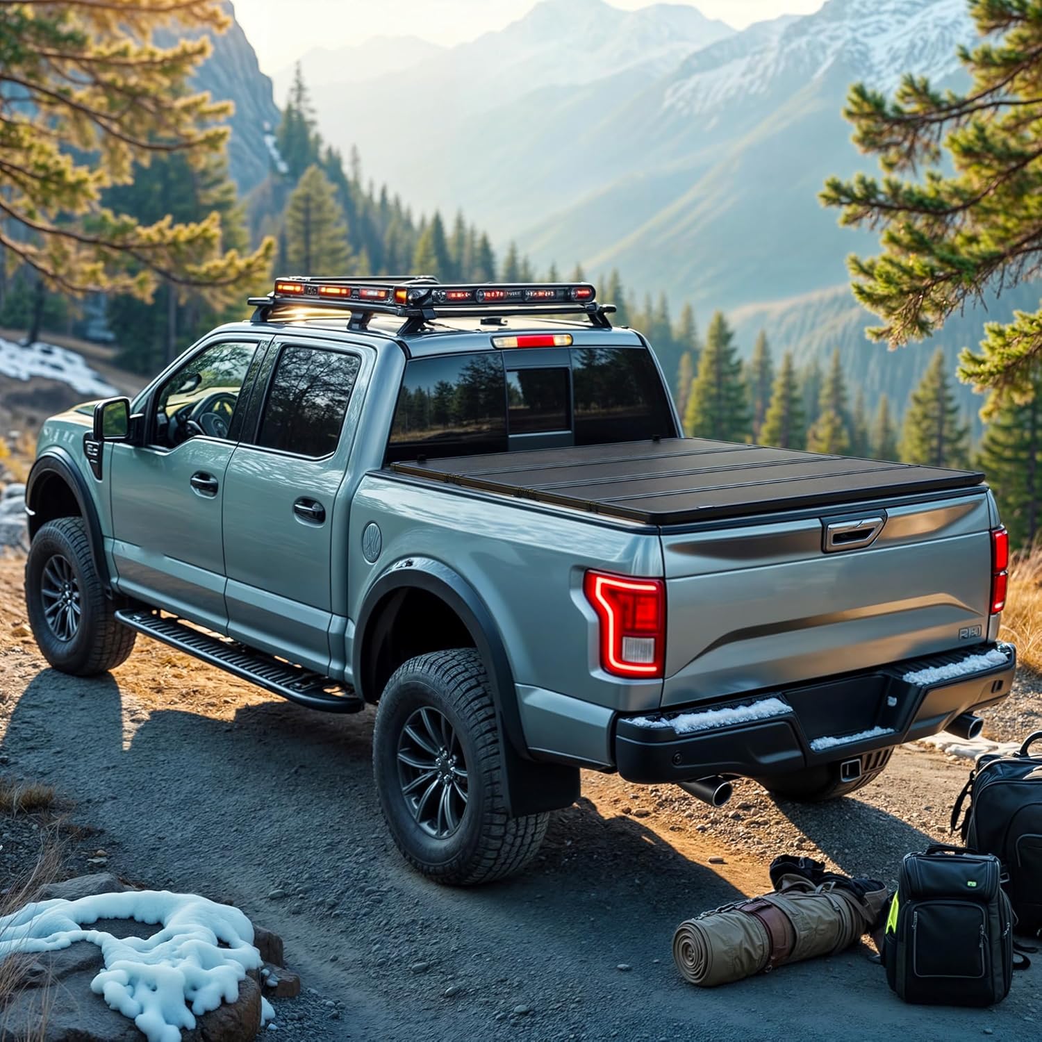 5.5ft Bed Quad Fold Hard Truck Tonneau Cover for Ford F-150 F150 2015-2025 Heavy-Duty Aluminum Alloy Bed Cover