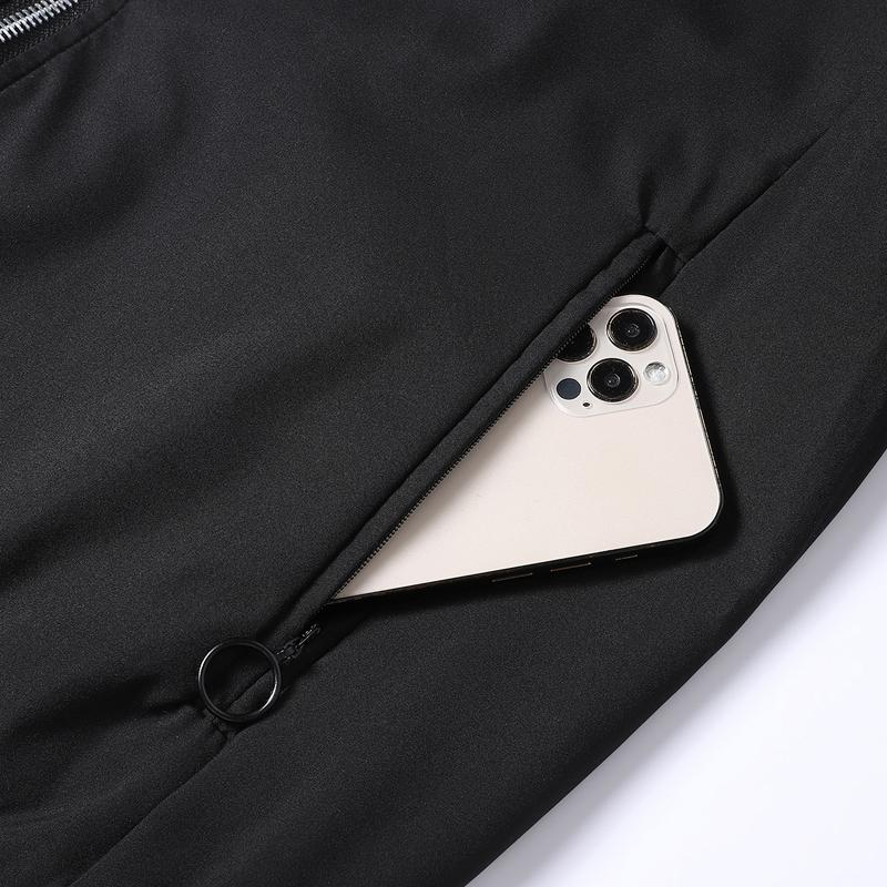 Men's lightweight casual jacket with sports slim fit zipper, stand collar, long sleeves, and zipper pockets, durable polyester fabric suitable for spring/autumn outdoor training, gym workouts, and casual wear, featuring a stylish minimalist design