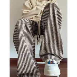 [APairStylishStripedPants]Gengyuan'SFeaturesaPairofMen'SStylishAmericanStripedWovenCasualStraight-LegPantsforAutumnAndWinter.Gift