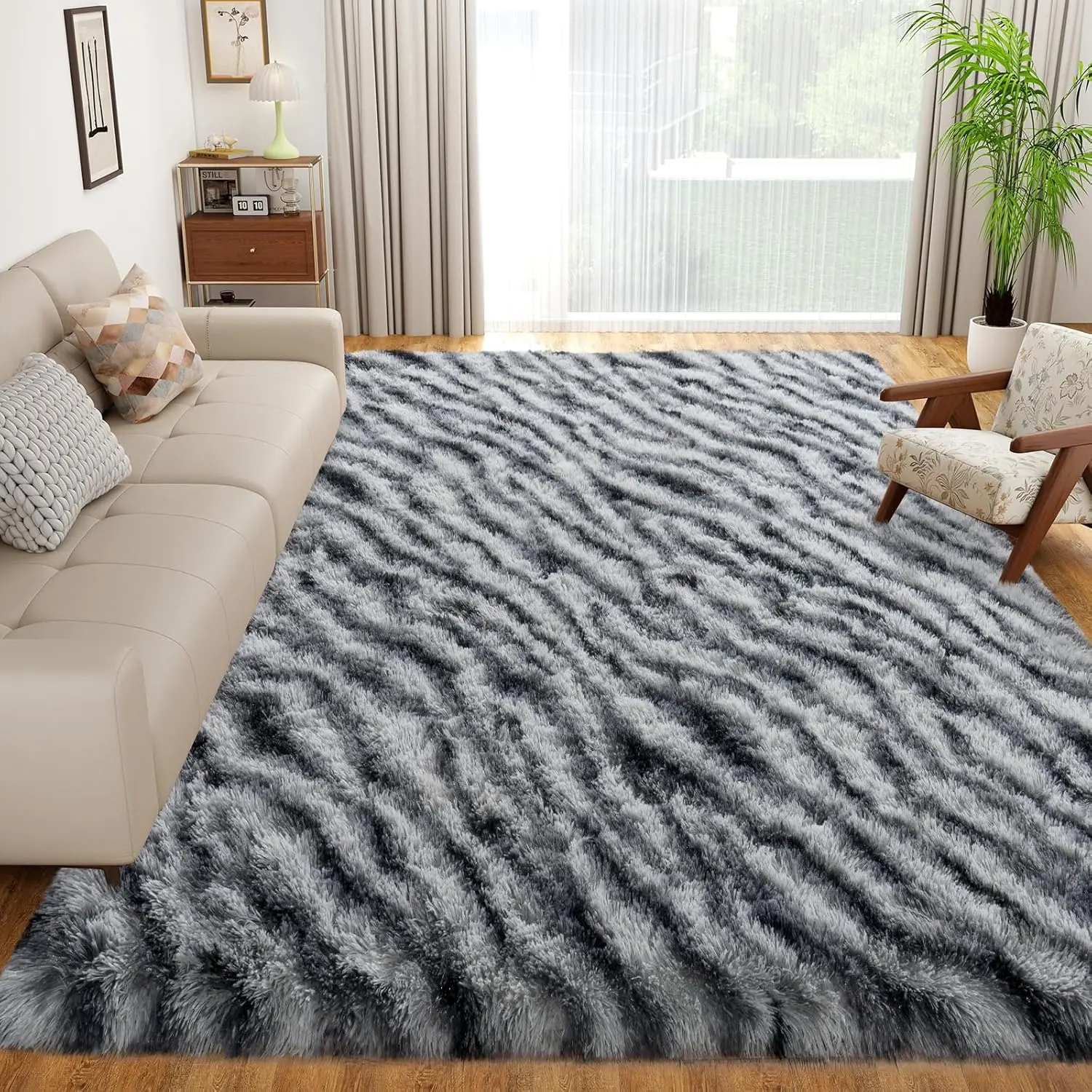 JAKOLIVE Traditional Zebra Print Rectangle Area Rug - Soft Indoor Rugs, Extra Fluffy Plush for Bedroom, Living Room Home Decoration, Summer Air-Conditioned Use, Ideal Christmas Gift, Rug For Bedroom