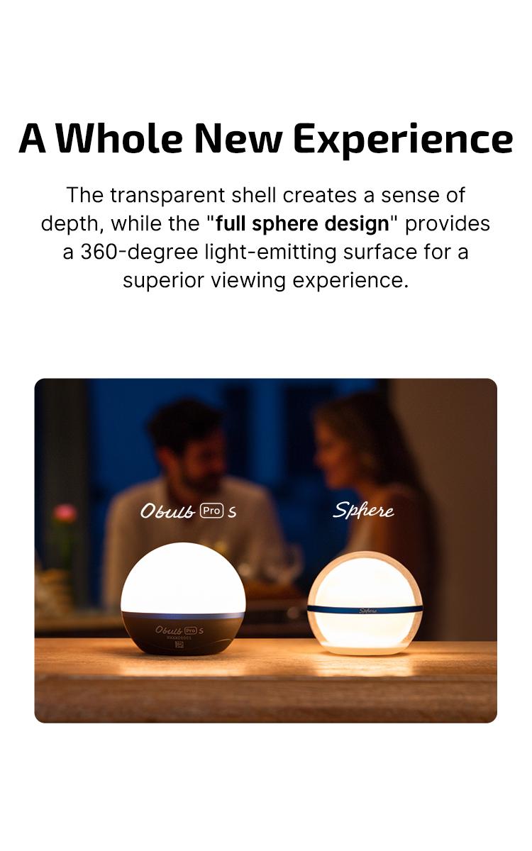 OLIGHT Sphere Smart Night Light, 75 lumens Stepless Dimming Table Lamp, Remotely APP Control, Rechargeable Ambient Light