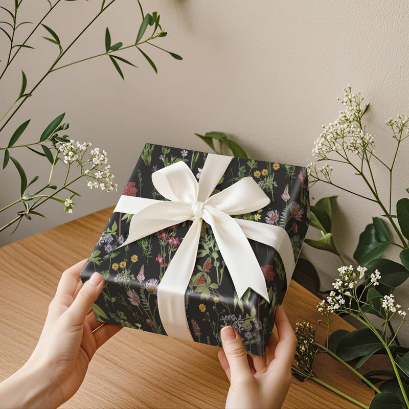 RUSPEPA Vintage Floral Gift Wrapping Paper Roll 17 Inches × 16.4 Feet Mini Roll for Birthdays Weddings Parties and Holiday Celebrations with Elegant Floral Design