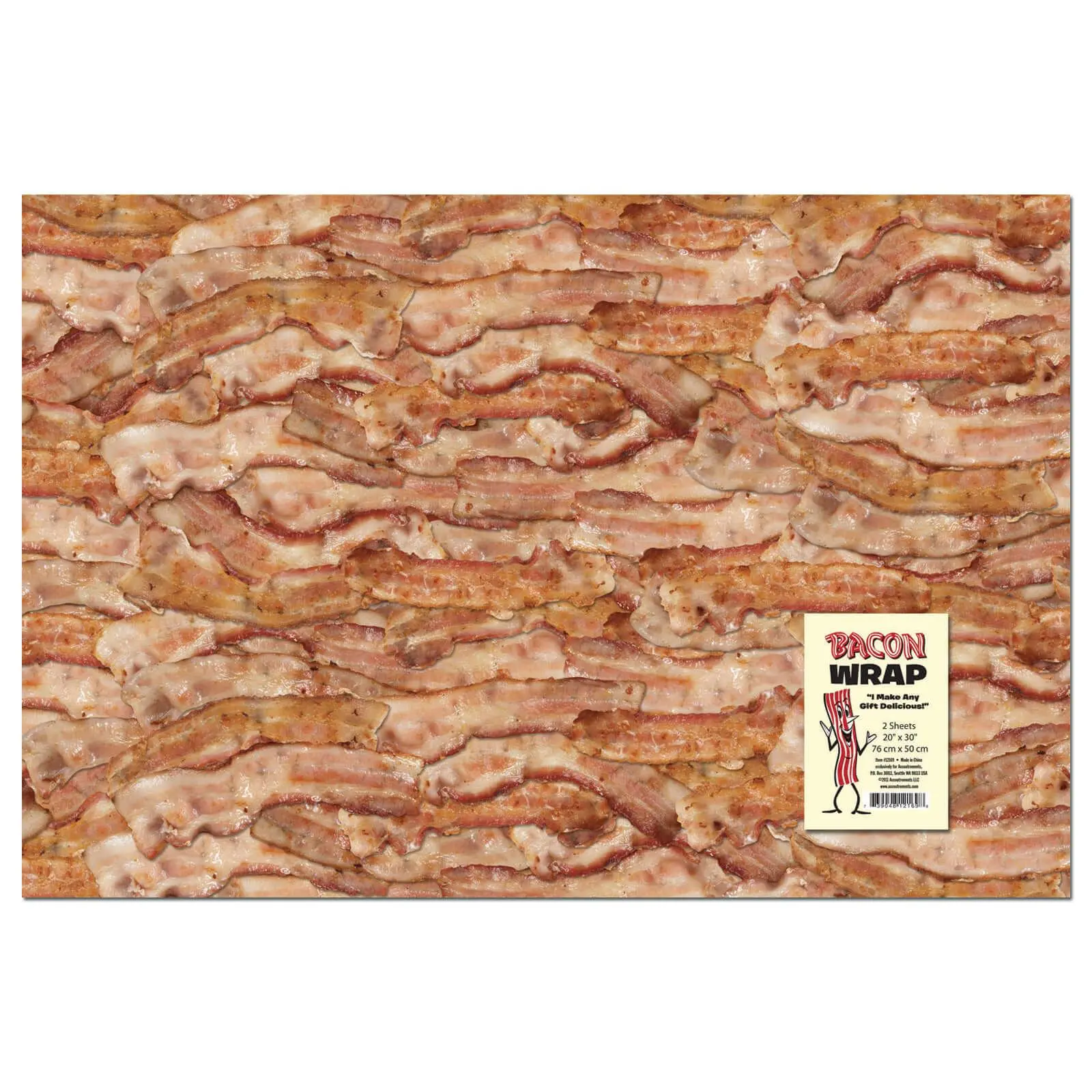 BACON STRIPS Gift Wrap Wrapping Paper – funny gag joke novelty - Archie McPhee