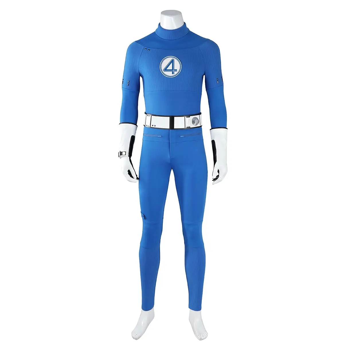 ECOSLAND Men's Costume Set, Mister Fantastic Reed Richards Spandex Jumpsuit with Belt and Zipper for Halloween Cosplay, Menswear