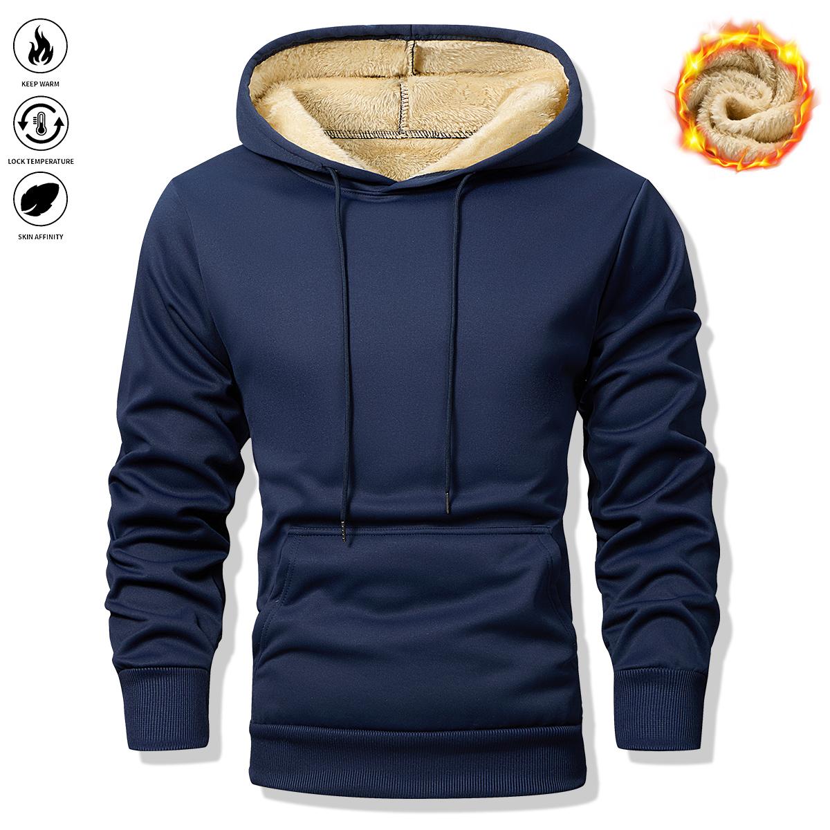 Men's Casual Sports Fleece-Lined Thickened Hoodie, Suitable for Gym Workouts, Running, and Other Outdoor Activities, Perfect Gift for Autumn and Winter