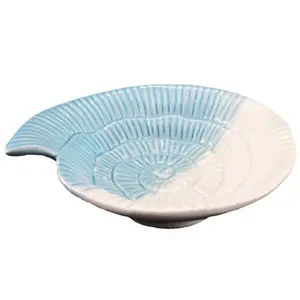 Nautilus Shell Dish Porcelain Blue & White