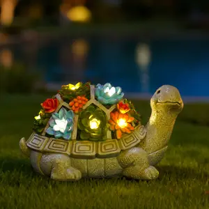 Solar Turtle Statues for Garden Decor: Outdoor Sculpture with Warm Lights for Lawn Patio Yard Balcony Porch home decor - Gifts for Mother Grandma Women